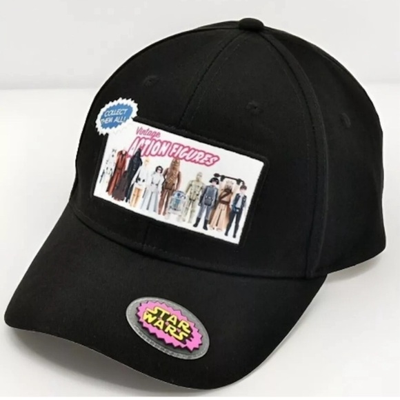 Disney STAR WARS 45 Vintage Action Figures Black Baseball Hat ADULT One Size - Picture 2 of 5